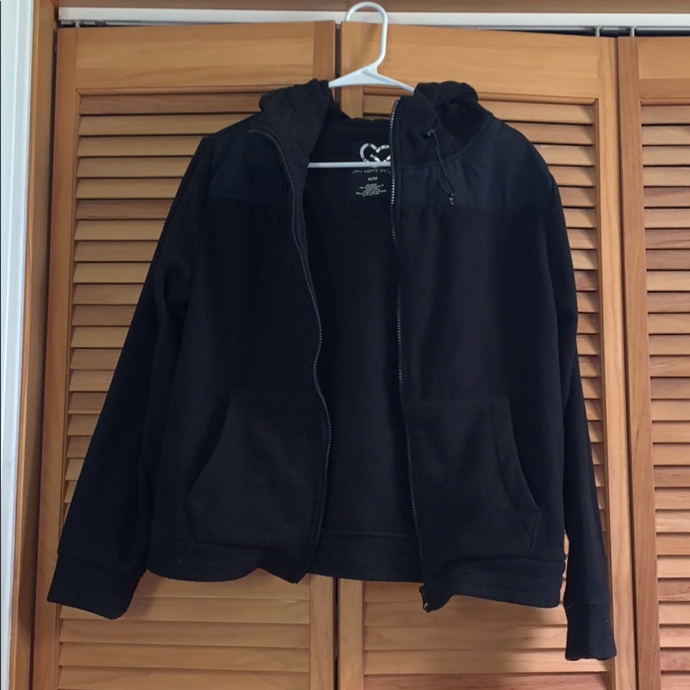 black fleece coat